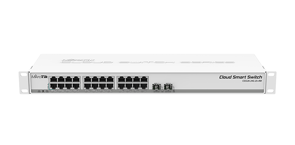 MikroTik CRS326-24G-2S+RM - Cloud Router Switch 326-24G-2S+RM 800 MHz CPU, 512MB RAM, 24xGigabit LAN, 2xSFP+ cage,  RouterOS L5 or SwitchOS (dual boot), 1U rackmount case, PSU