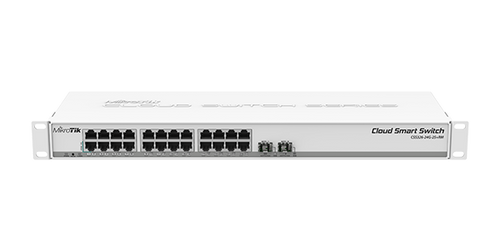 CRS326-24G-2S+RM - MikroTik Cloud Router Switch 326-24G-2S+RM 800 MHz CPU, 512MB RAM, 24xGigabit LAN, 2xSFP+ cage,  RouterOS L5 or SwitchOS (dual boot), 1U rackmount case, PSU