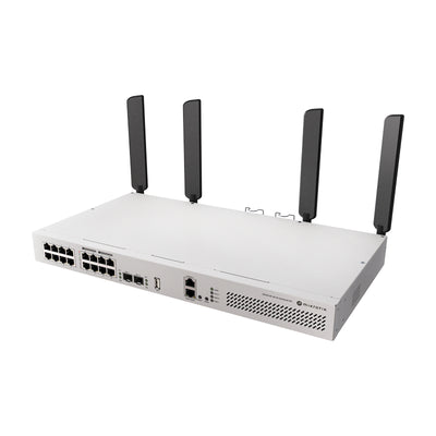 CRS418-8P-8G-2S+5axQ2axQ-RM - MikroTik CRS418-8P-8G-2S+5axQ2axQ-RM 16-Port Gigabit Switch with 8 PoE Out, 10G SFP+ Ports and 4x4 MIMO WiFi 6