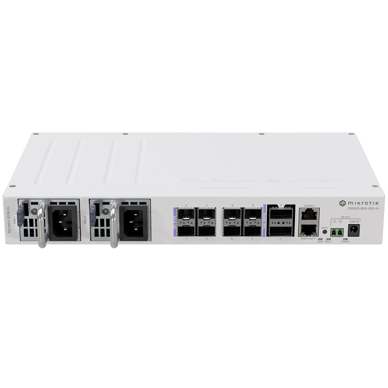 MikroTik CRS510-8XS-2XQ-IN - CRS510-8XS-2XQ-IN 10/100 Gbps Switch with Dual Hot-Swap Power Supplies