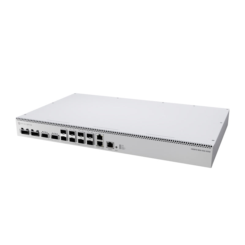 MikroTik CRS812-8DS-2DQ-2DDQ-RM - CRS812-8DS-2DQ-2DDQ-RM a powerful, efficient, and cost-effective way to bring 50G, 200G, and 400G into your rack. Quad-core 2 GHz ARM CPU, dual-redundant power supplies and 4x hot-swap cooling fans, 2x 10G Ethernet, 8x 50