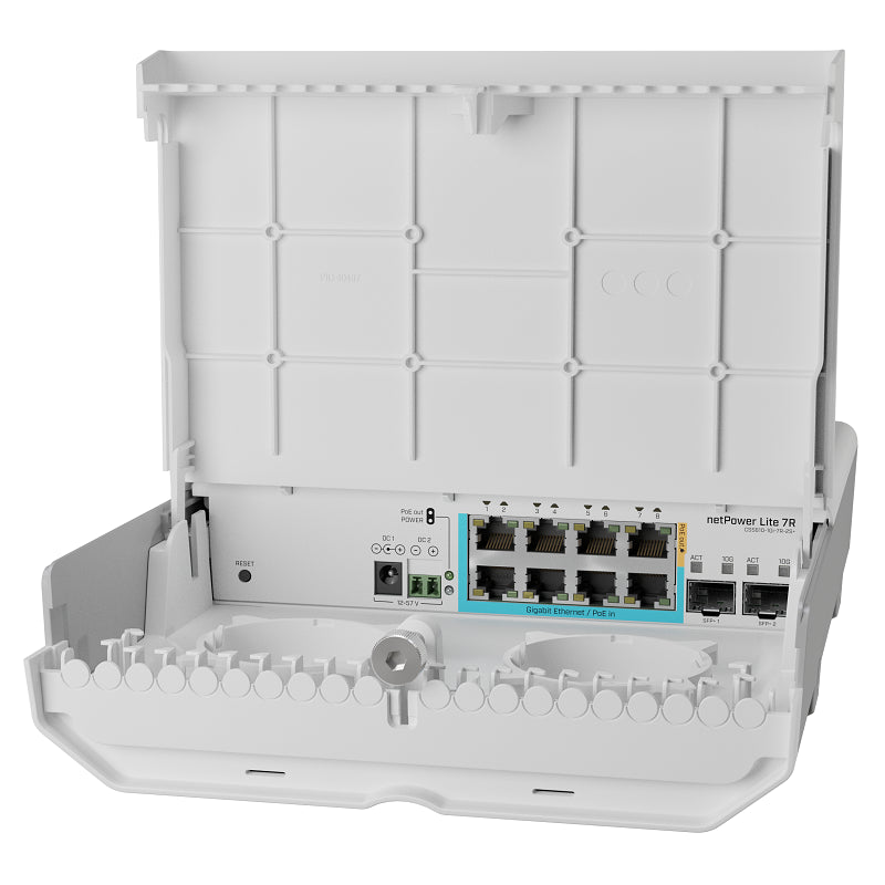 CSS610-1Gi-7R-2S+OUT - MikroTik netPower Lite 7R Reverse PoE switch with Gigabit Ethernet and 10G SFP+ ports