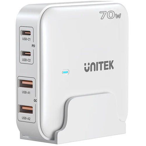 Unitek P1228AWH - 70W Desktop GaN Charging Station 2x USB-C PD Ports & 2x USB-A QC3.0 Ports.
