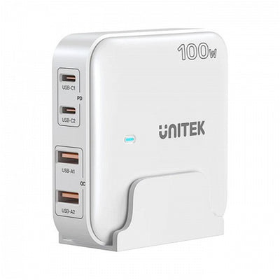 Unitek P1229AWH 100W Desktop GaN Charging Station with 2x USB-C PD Ports & 2x USB-A QC3.0 Ports - White