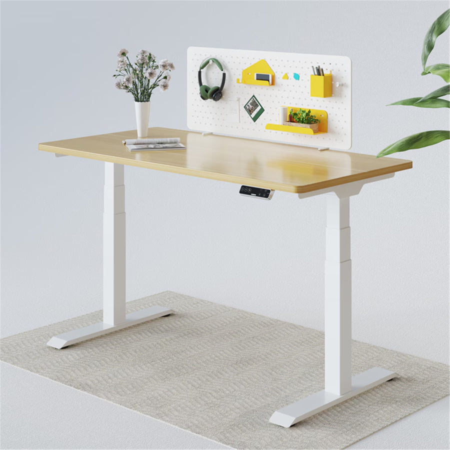 FlexiSpot DDB-M-W DIY Pegboard Desk Storage Organiser - White - Clamp & Wall Mountable - 740x370mm - Fits For Standing Desk, Comes with accessories shelfs kits