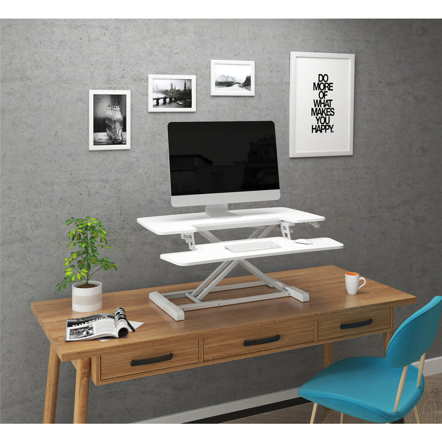 FlexiSpot Eco Ergonomic Deskalator Workstation - White - Work Surface 880x415mm Removable Keyboard Tray Size 880x308mm - Height Adjustable 120-500mm -Stroke 380mm - Load Capacity 15kg