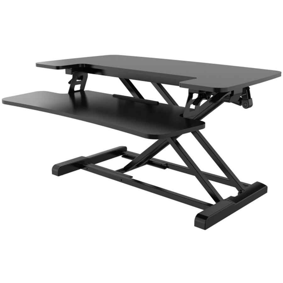 FlexiSpot Eco Ergonomic Deskalator Workstation - Black - Work Surface 720x415mm - Removable Keyboard Tray Size 720x308mm - Height Adjustable 120-500mm - Stroke 380mm - Load Capacity 15kg - 5 Years Warranty