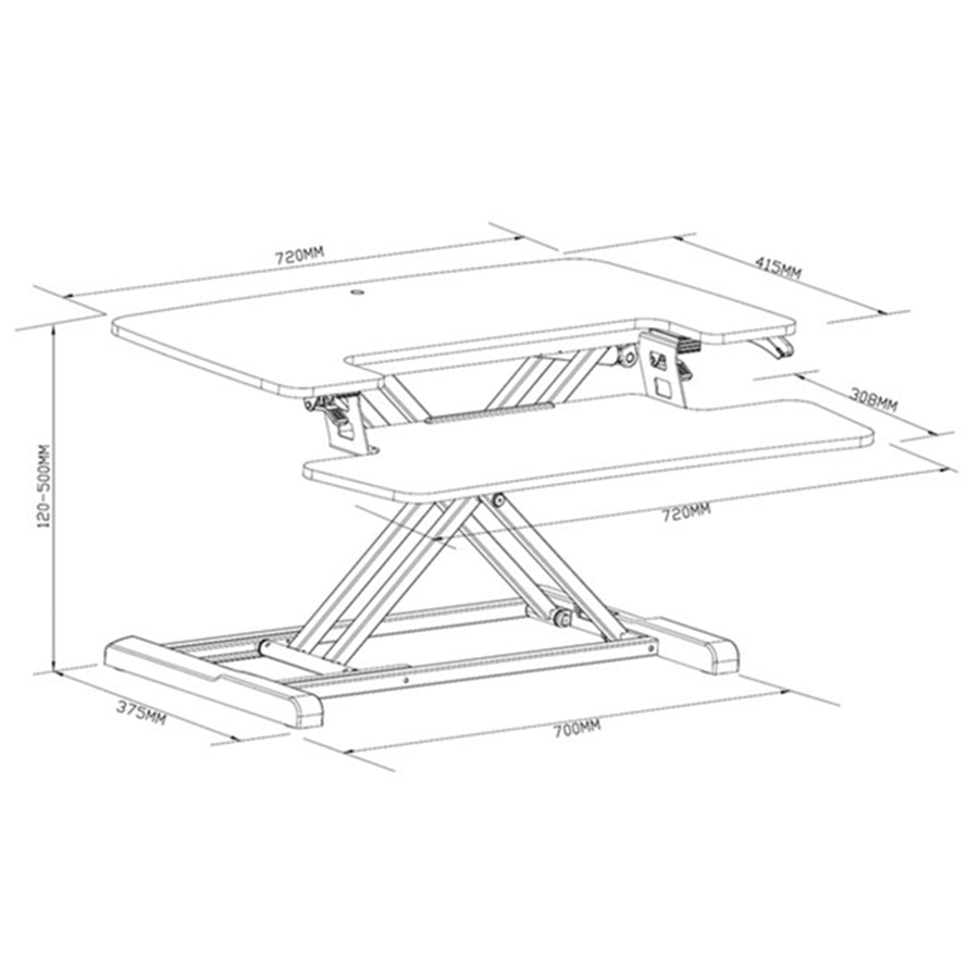 FlexiSpot Eco Ergonomic Deskalator Workstation, - White Work Surface 720x415mm, Removable Keyboard Tray Size 720x308mm, Height Adjustable 120-500mm, Stroke 380mm, Load Capacity 15kg, White / 5 Years Warranty