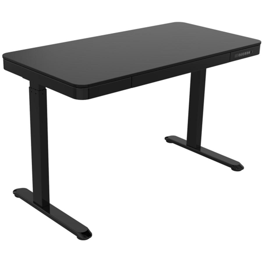 FlexiSpot Home & Office Black Tabletop Size 1200x600x12mm, With 1 USB-A + 1 USB-C Charging Port, Pull-out Drawer, With Anti Collision System - Height Range 720-1220mm - Max Load 45kg - 3 Years Warranty