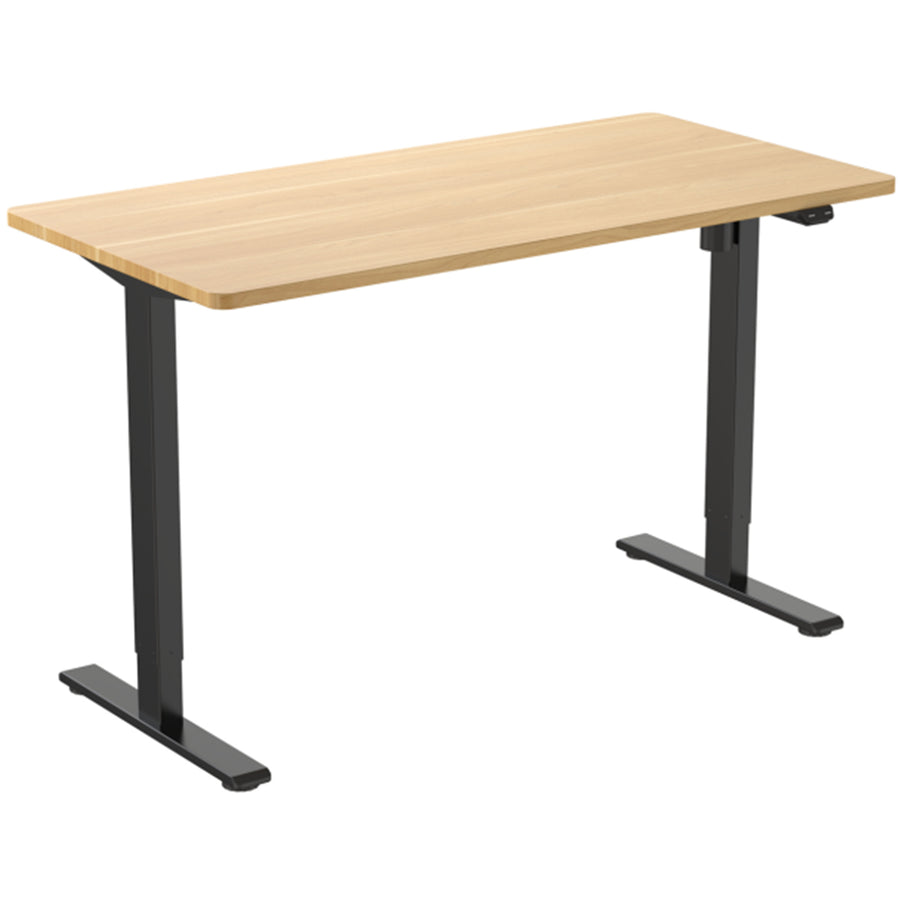 FlexiSpot E2 Essential Standing Desk - 1200x600x25mm - Honey Oak Colour Desktop/Black Frame - Single Motor - Height Adjustable Range 710-1210mm - Weight Capacity 70kg, Speed 25mm/s - UP/Down Controler With USB Port