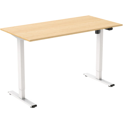 FlexiSpot E2 Essential Standing Desk - 1200x600x25mm - Honey Oak Colour Desktop/White Frame - Single Motor - Height Adjustable Range 710-1210mm - Weight Capacity 70kg, Speed 25mm/s - UP/Down Controler With USB Port