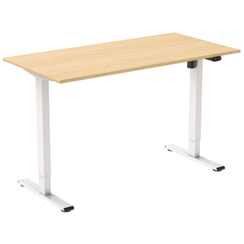 FlexiSpot E2 Essential Standing Desk - 1400x800x25mm - Honey Oak Colour Desktop/White Frame - Single Motor - Height Adjustable Range 710-1210mm - Weight Capacity 70kg, Speed 25mm/s - UP/Down Controler With USB Port