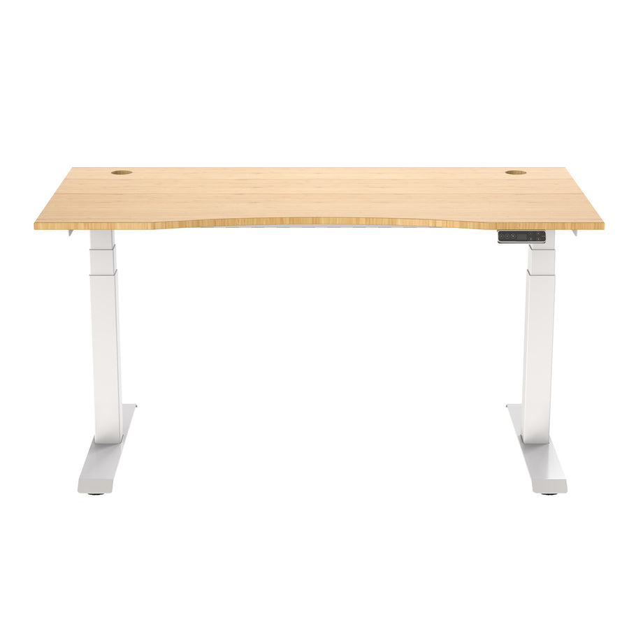 FlexiSpot E7 Premium Ergonomic Office Standing Desk WFH - 1400x700mm - Bamboo Curve Tabletop - Dual Motors - 3 Stage Height Range 580-1230mm - Programmable Height Memory Control - Anti-Collision Function - Weight Capacity 125kg