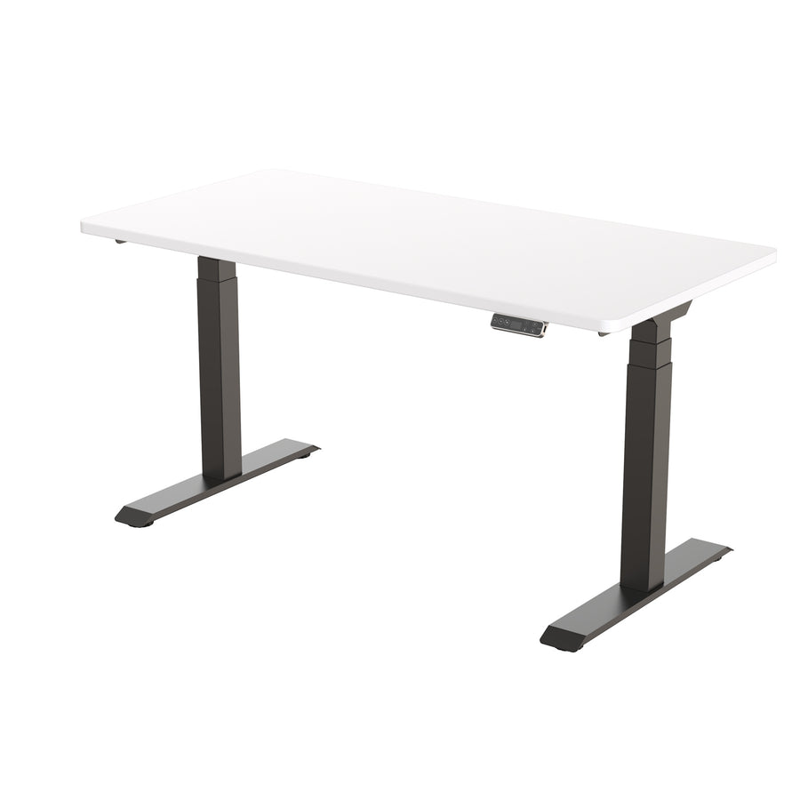FlexiSpot E7 Premium Ergonomic Office Standing Desk WFH - 1400x700mm - Dual Motors - 3 Stage Height Range 580-1230mm - Programmable Height Memory Control - Anti-Collision Function - Weight Capacity 125kg - WhiteTable Top With Black Base Fra