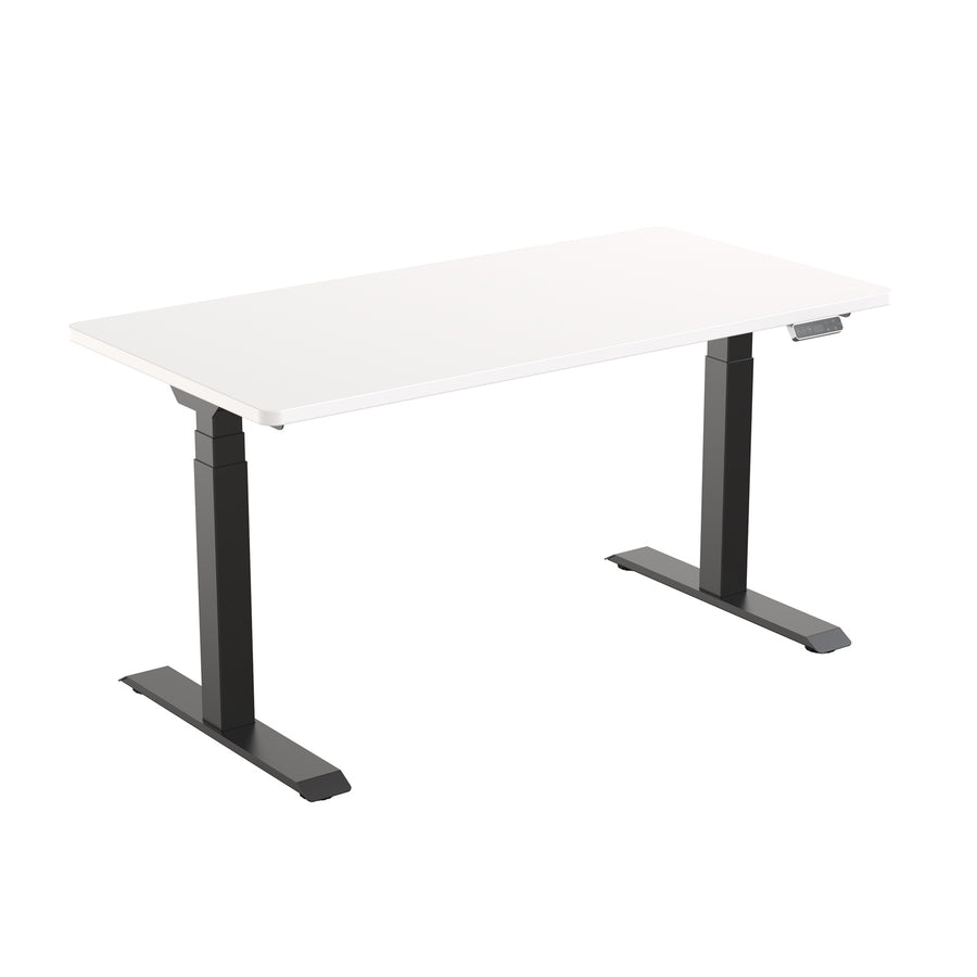 FlexiSpot E7 Premium Ergonomic Office Standing Desk WFH - 1400x700mm - Dual Motors - 3 Stage Height Range 580-1230mm - Programmable Height Memory Control - Anti-Collision Function - Weight Capacity 125kg - WhiteTable Top With Black Base Fra