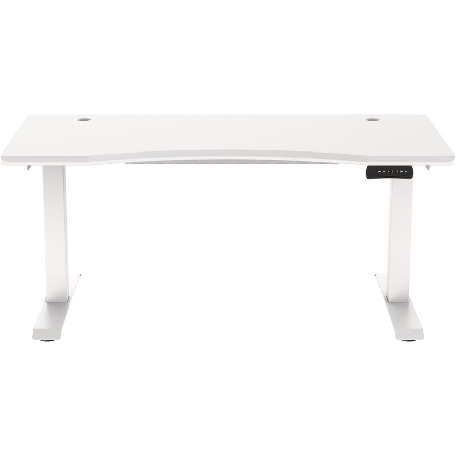 FlexiSpot E7 Premium Ergonomic Office Standing Desk WFH - 1400x700x25mm - White Curve MDF Tabletop - Dual Motors - 3 Stage Height Range 580-1230mm - Programmable Height Memory Control - Weight Capacity 125kg
