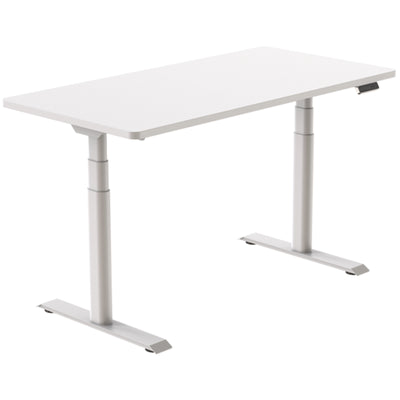 FlexiSpot E8 Premium Height Adjustable WFO & WFH Standing Desk - 1600x800mm - White Chipboard Desktop - White Oval Column Frame - Dual Motors 3-Stages - Height Range 600-1250mm - Weight Capacity 125kg, Speed 38mm/s, 3 programmable presets