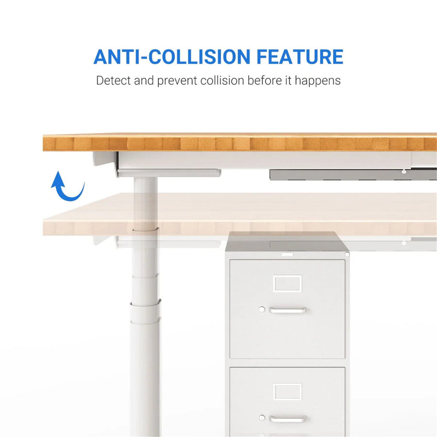 FlexiSpot E8 Premium Height Adjustable WFO & WFH Standing Desk - 1600x800mm - White Chipboard Desktop - White Oval Column Frame - Dual Motors 3-Stages - Height Range 600-1250mm - Weight Capacity 125kg, Speed 38mm/s, 3 programmable presets