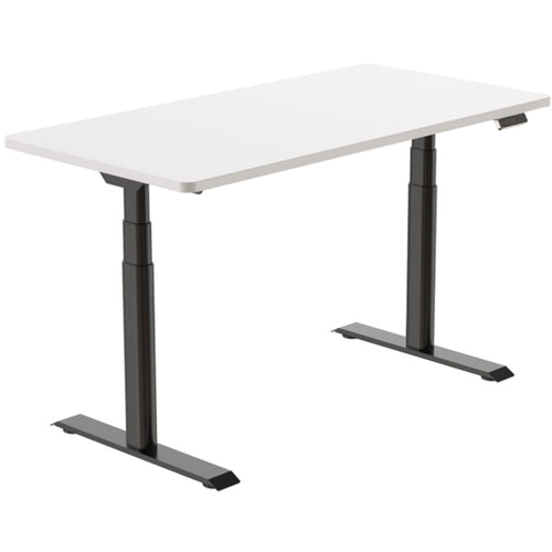 FlexiSpot E8 Premium Height Adjustable WFO & WFH Standing Desk - 1800x800mm - White Chipboard Desktop - Black Oval Column Frame - Dual Motors 3-Stages - Height Range 600-1250mm - Weight Capacity 125kg, Speed 38mm/s