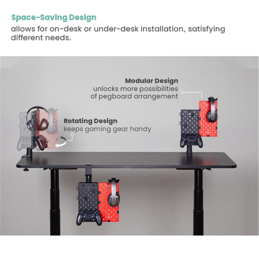 KONIC Desk Mounted Pegboard Holder - Red