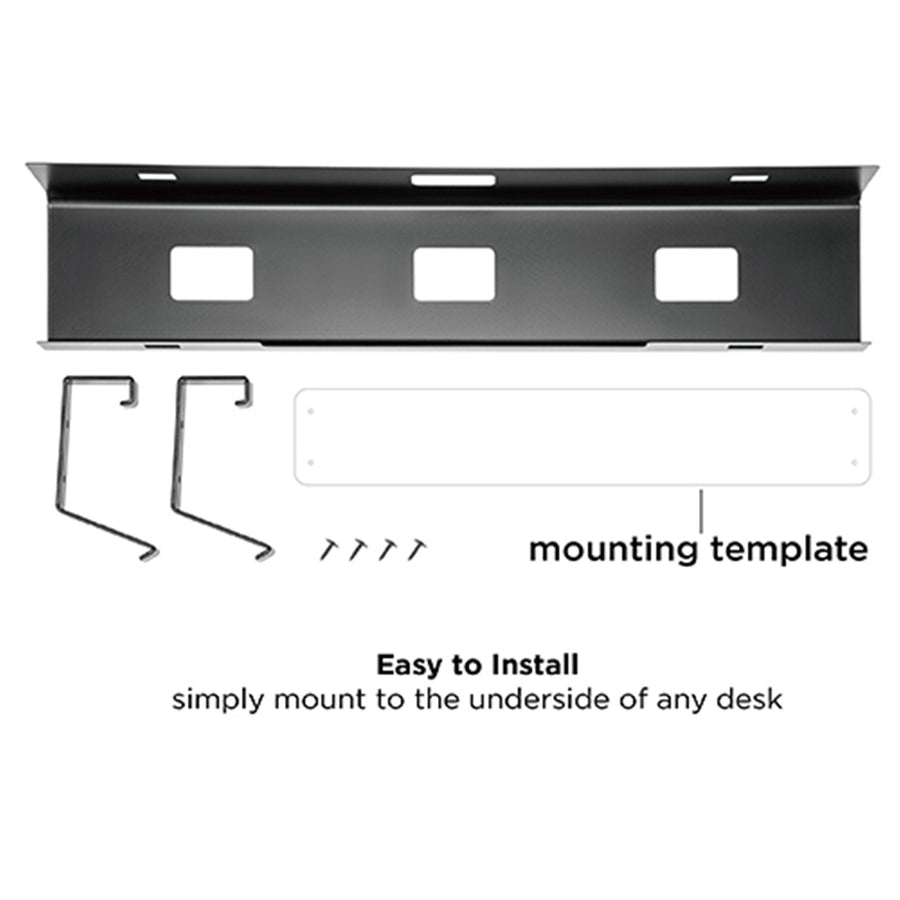 KONIC Under Desk Cable Management Tray - Black - Dimensions 600x135x108mm, Fits For Flexispot & Loctek Standing Desk