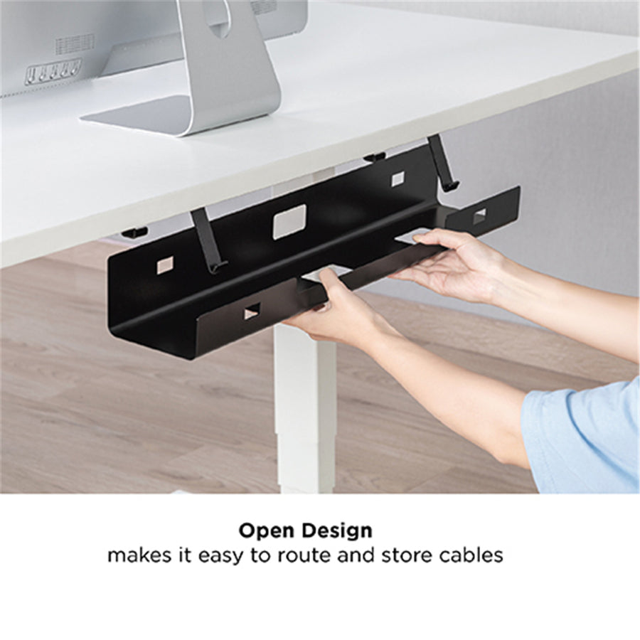 KONIC Under Desk Cable Management Tray - Black - Dimensions 600x135x108mm, Fits For Flexispot & Loctek Standing Desk
