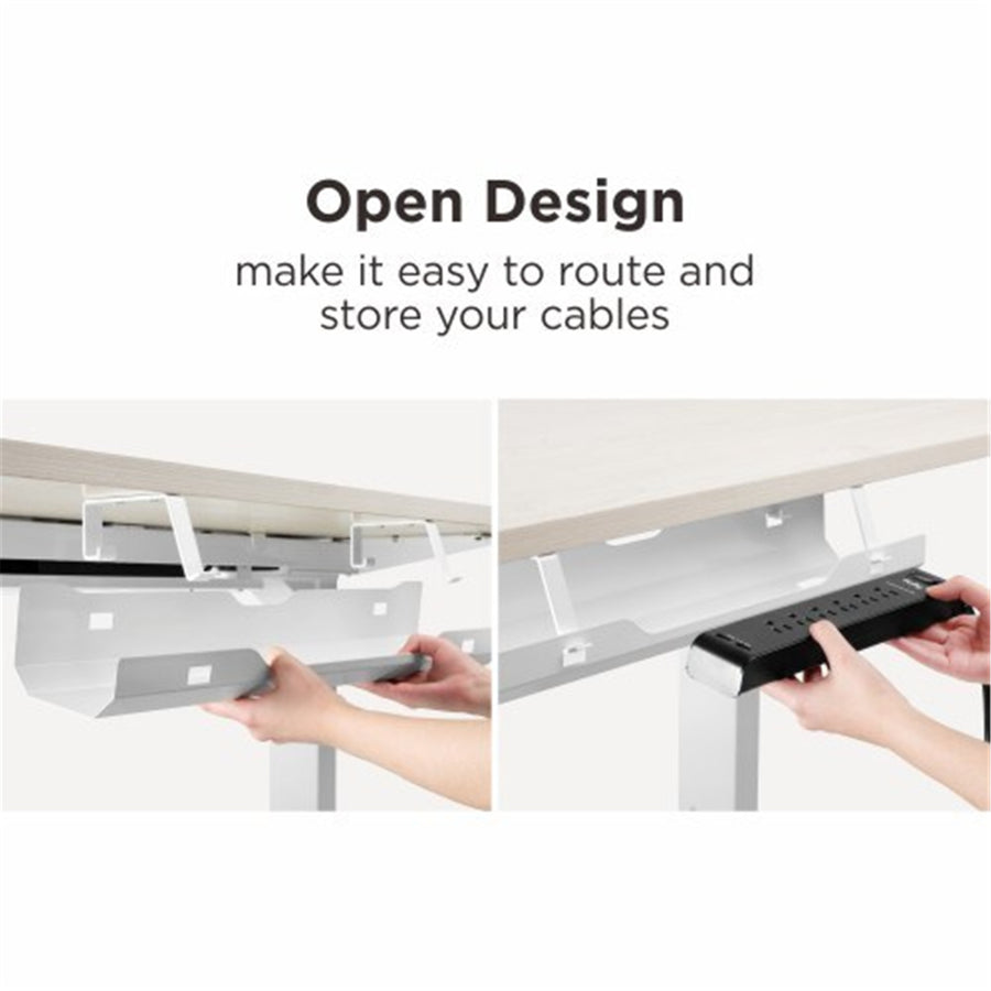KONIC Under Desk Cable Management Tray - White - Dimensions 600x135x108mm, Fits For Flexispot & Loctek Standing Desk