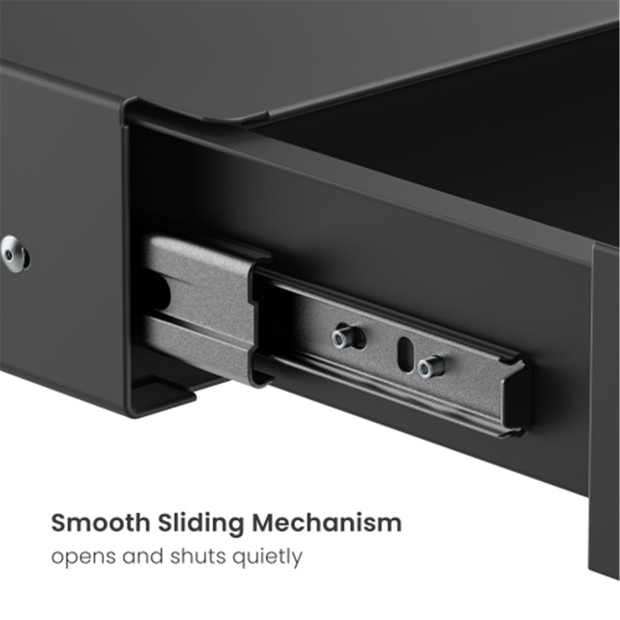 KONIC Ultra Slim Under Desk Storage Drawer - Black - Dimensions 788x266 - 462x73mm - Applicable to 1m x 0.7m or above standing desk.  Fits For Flexispot & Loctek Desk