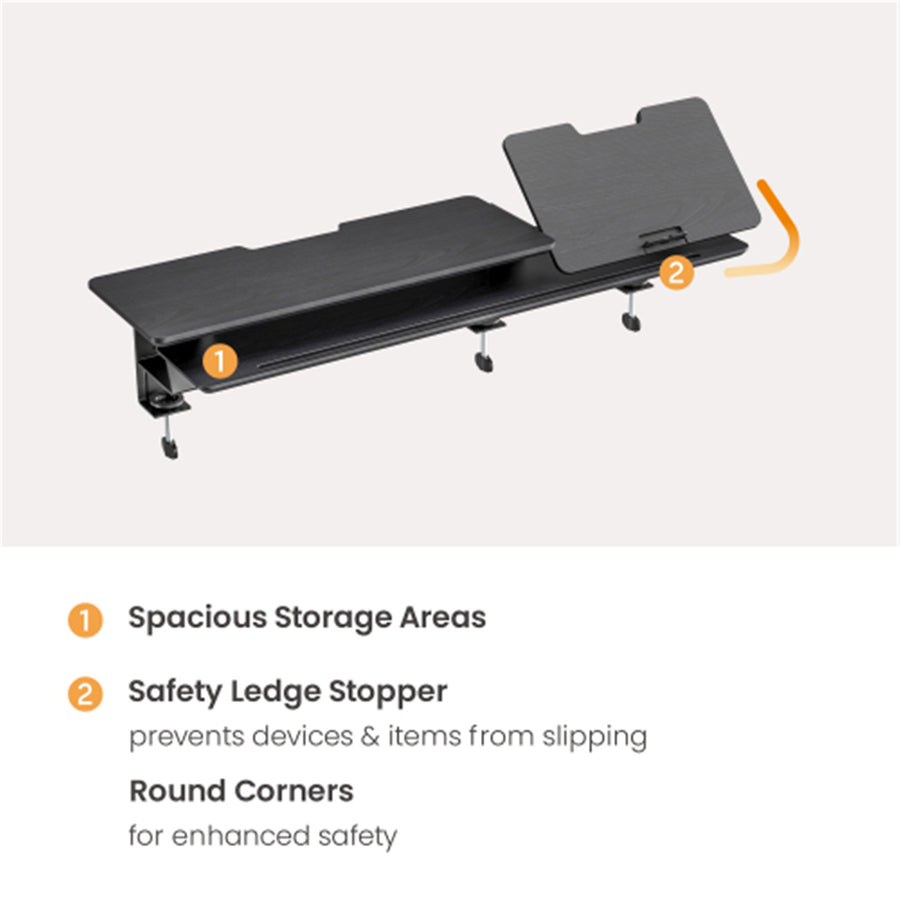 KONIC Monitor & Laptop Ergonomic Riser Stand - Black - Laptop Angle Adjustable - Dimensions 1060x275x296mm - Weight Capacity (Per layer) 35kg/10kg