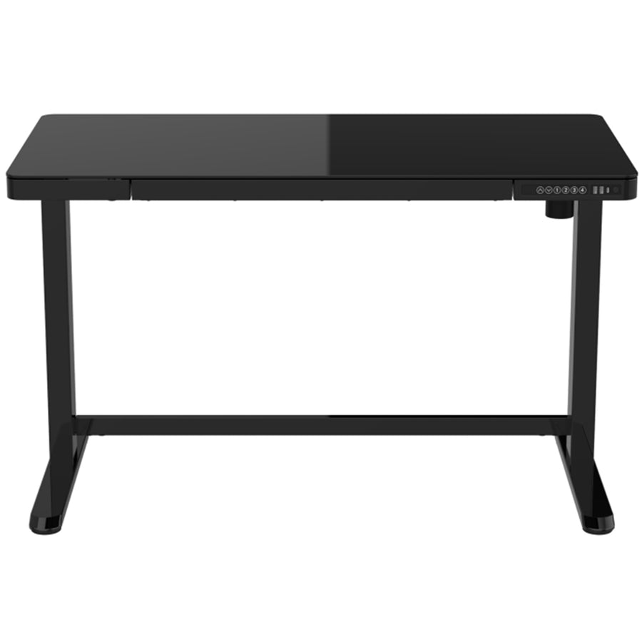 Loctek Home & Office All-in-One Standing Desk Tempered Glass Black Tabletop Size 1200*600mm - Height Memory Control Panel - 2 USB-A & 1 USB-C Charging Port  - Anti Collision System & Child Safety Lock - Pull-out Drawer - 3 Years Warranty