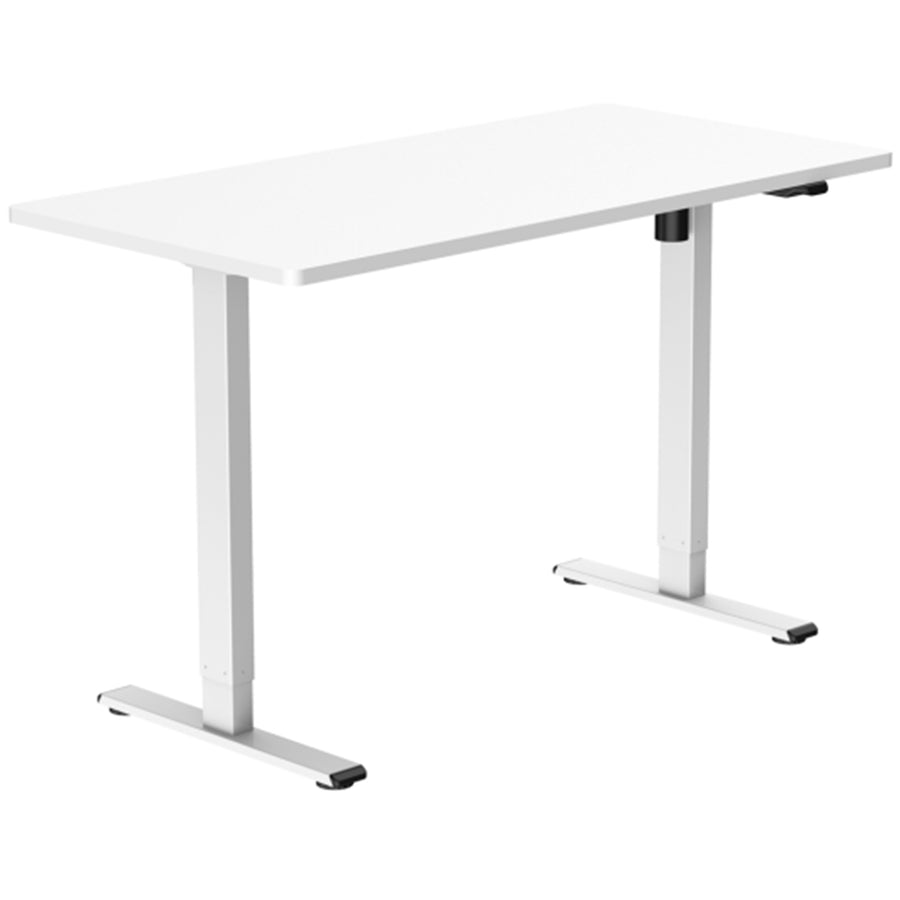 Loctek Ergonomic Eco Office Standing Desk - 1200x600x25mm -  Single Motor - Weight Capacity 70KG - 2 Stage Height Adjustable 710-1210mm - Speed 25mm/s - Sound <50dB - White Table Top with White Base Frame - 2 Years Warranty