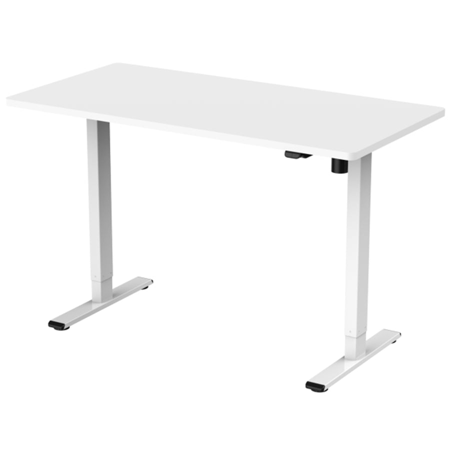 Loctek Ergonomic Eco Office Standing Desk - 1200x600x25mm -  Single Motor - Weight Capacity 70KG - 2 Stage Height Adjustable 710-1210mm - Speed 25mm/s - Sound <50dB - White Table Top with White Base Frame - 2 Years Warranty