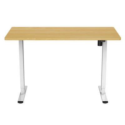 Loctek Ergonomic Eco Office Standing Desk - 1200x600x25mm -  Single Motor - Weight Capacity 70KG - 2 Stage Height Adjustable 710-1210mm - Speed 25mm/s - Sound <50dB - Honey Oak Color Table Top with White Base Frame - 2 Years Warranty