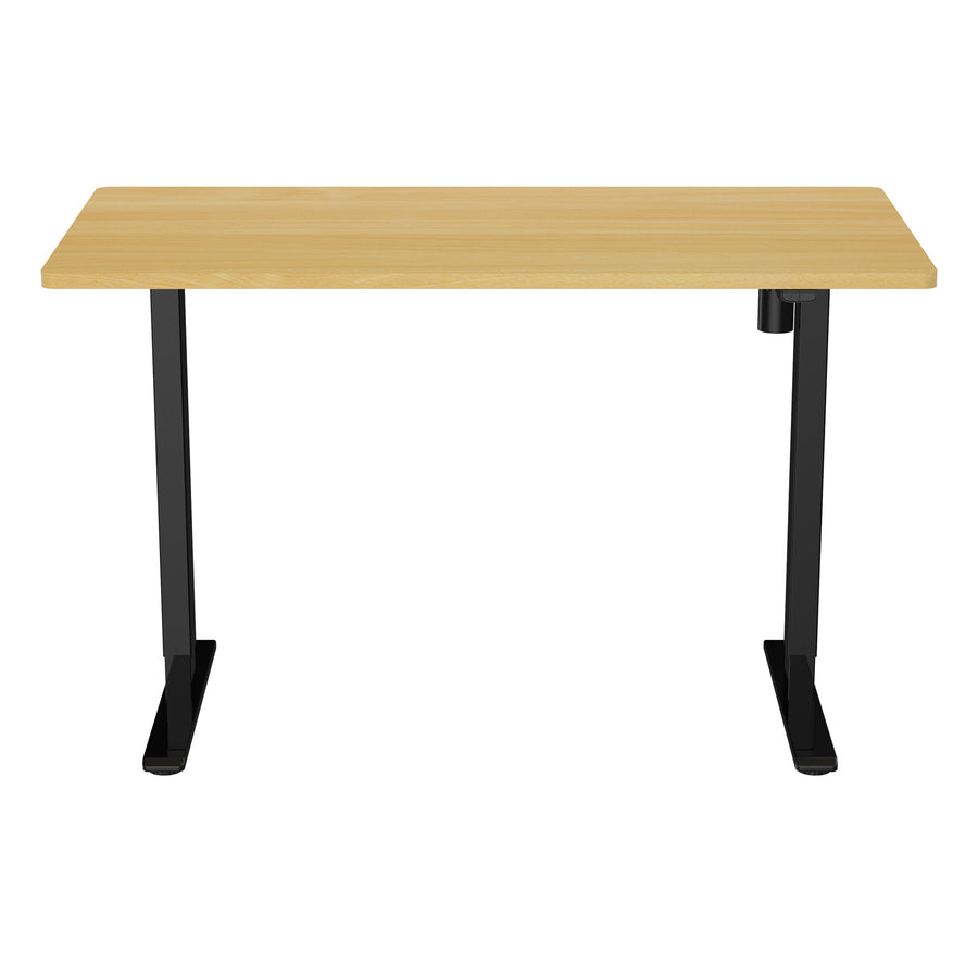 Loctek Ergonomic Eco Office Standing Desk - 1200x600x25mm - Single Motor - Weight Capacity 70KG - 2 Stage Height Adjustable 710-1210mm - Speed 25mm/s - Sound <50dB - Honey Oak Colour Table Top with Black Base Frame - 2 Years Warranty