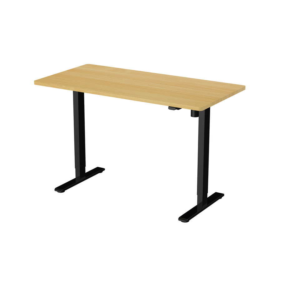 Loctek Ergonomic Eco Office Standing Desk - 1200x600x25mm - Single Motor - Weight Capacity 70KG - 2 Stage Height Adjustable 710-1210mm - Speed 25mm/s - Sound <50dB - Honey Oak Colour Table Top with Black Base Frame - 2 Years Warranty
