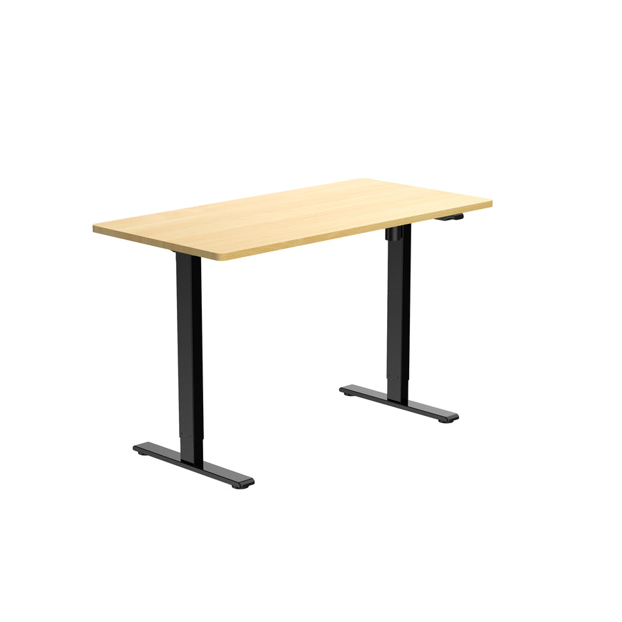 Loctek Ergonomic Eco Office Standing Desk - 1200x600x25mm - Single Motor - Weight Capacity 70KG - 2 Stage Height Adjustable 710-1210mm - Speed 25mm/s - Sound <50dB - Honey Oak Colour Table Top with Black Base Frame - 2 Years Warranty