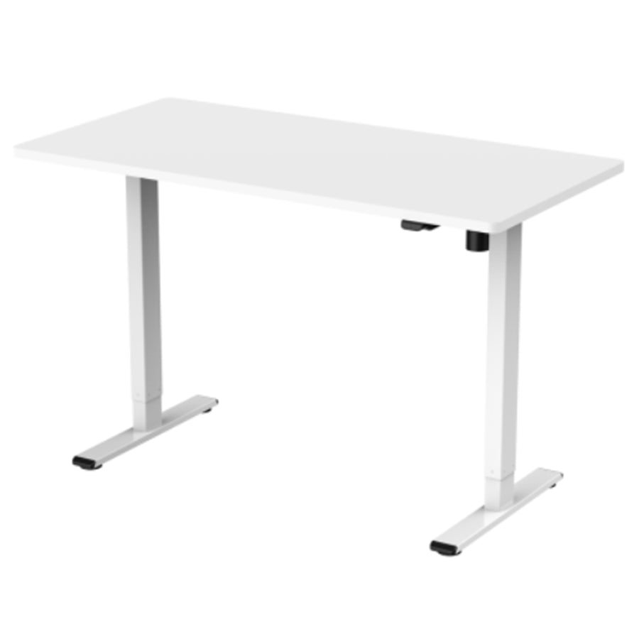 Loctek Ergonomic Eco Office Standing Desk - 1400x700x25mm - Single Motor - Weight Capacity 70KG - 2 Stage Height Adjustable 710-1210mm - Speed 25mm/s - Sound <50dB - White Table Top with White Base Frame - 2 Years Warranty
