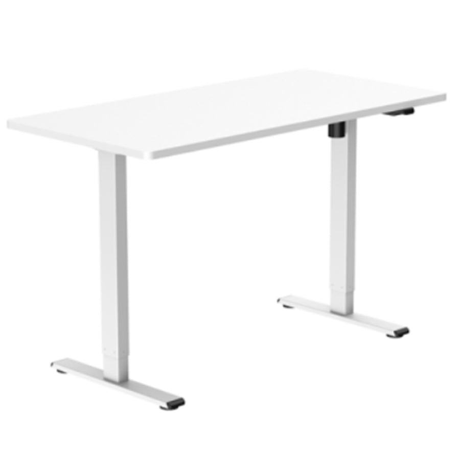Loctek Ergonomic Eco Office Standing Desk - 1400x700x25mm - Single Motor - Weight Capacity 70KG - 2 Stage Height Adjustable 710-1210mm - Speed 25mm/s - Sound <50dB - White Table Top with White Base Frame - 2 Years Warranty