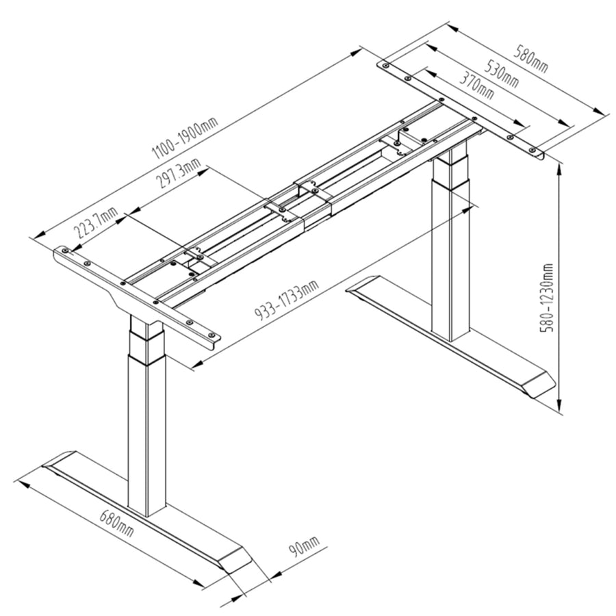 Loctek Ergonomic Premium Office Standing Desk - 1400x700x25mm - Dual Motor - 3 Stage Height Range 580-1230mm - Programmable Height Memory Control - Anti-Collision Function - Weight Capacity 160kg - White Table Top With White Base Frame