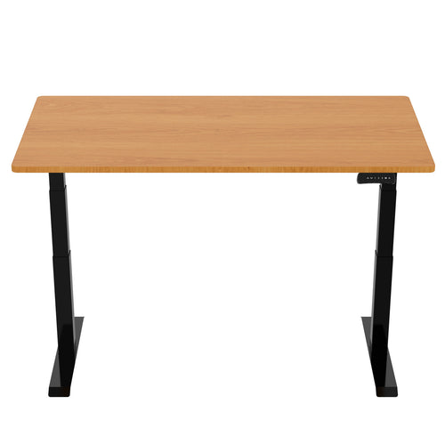 Loctek Ergonomic Premium Office Standing Desk - 1600x800x25mm - Dual Motors - 3 Stage Height Range 580-1230mm - Programmable Height Memory Control - Anti-Collision Function - Weight Capacity 125kg - Honey Oak Colour Table Top With Black Bas