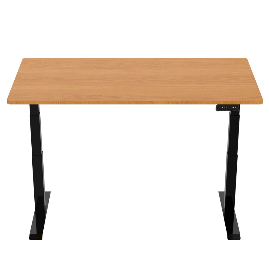 Loctek Ergonomic Premium Office Standing Desk - 1600x800x25mm - Dual Motors - 3 Stage Height Range 580-1230mm - Programmable Height Memory Control - Anti-Collision Function - Weight Capacity 125kg - Honey Oak Colour Table Top With Black Bas