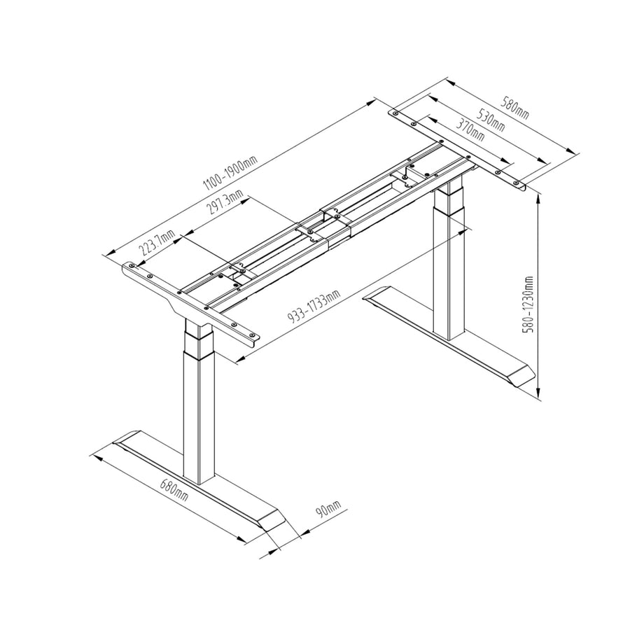 Loctek Ergonomic Premium Office Standing Desk - 1800x800x25mm - Dual Motors - 3 Stage Height Range 580-1230mm - Programmable Height Memory Control - Anti-Collision Function - Weight Capacity 125kg - White Table Top With Black Base Frame
