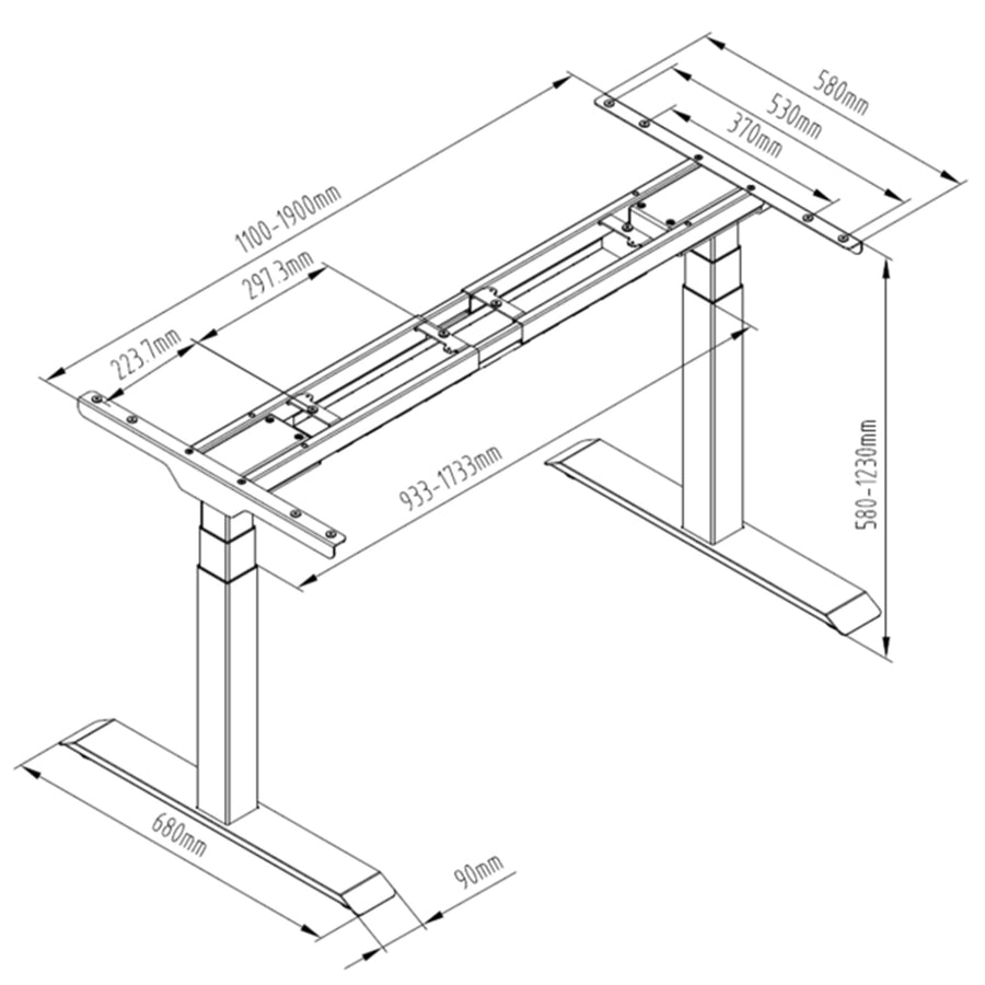 Loctek Ergonomic Premium Office Standing Desk - 1800x800x25mm - Dual Motors - 3 Stage Height Range 580-1230mm - Programmable Height Memory Control - Anti-Collision Function - Weight Capacity 125kg - White Table Top With White Base Frame