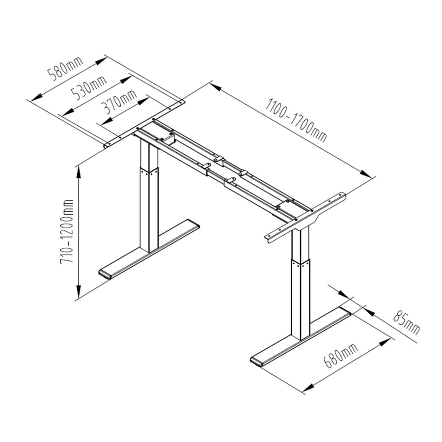 Loctek Ergonomic Pro Office - 1400x700x25mm - Dual Motor Standing Desk - 2 Stage Height Range 710-1200mm - Programmable Height Memory Control - Anti-Collision Function - Weight Capacity 100kg - White Table Top With White Base Frame - 3 Year
