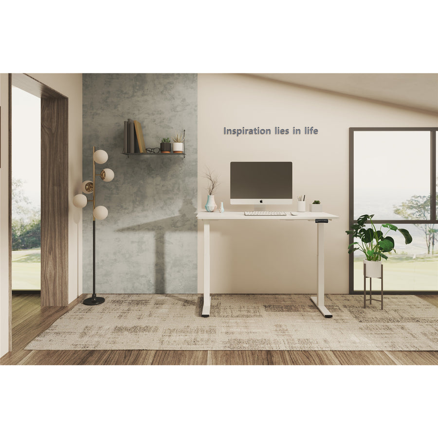 Loctek Ergonomic Pro Office - 1400x700x25mm - Dual Motor Standing Desk - 2 Stage Height Range 710-1200mm - Programmable Height Memory Control - Anti-Collision Function - Weight Capacity 100kg - White Table Top With White Base Frame - 3 Year