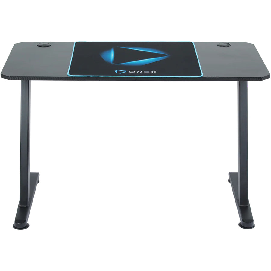 ONEX GD1300Z Ver.2 Z Shaped Gaming Desk 1200x600x750mm - Carbon Fibre Melamine Finish Desktop - Half-Coverage Anti-Slip Desk Mat