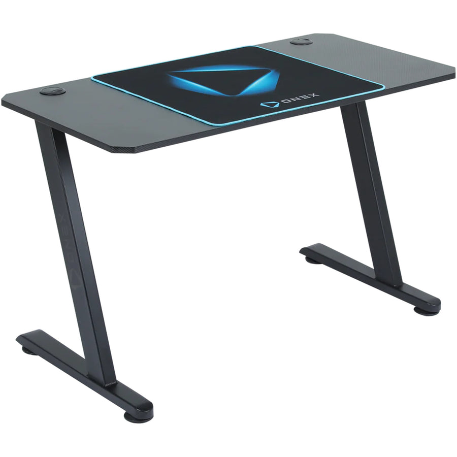 ONEX GD1300Z Ver.2 Z Shaped Gaming Desk 1200x600x750mm - Carbon Fibre Melamine Finish Desktop - Half-Coverage Anti-Slip Desk Mat