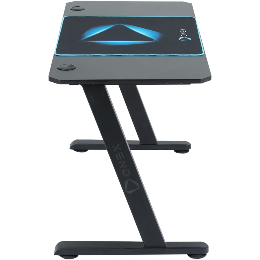 ONEX GD1300Z Ver.2 Z Shaped Gaming Desk 1200x600x750mm - Carbon Fibre Melamine Finish Desktop - Half-Coverage Anti-Slip Desk Mat