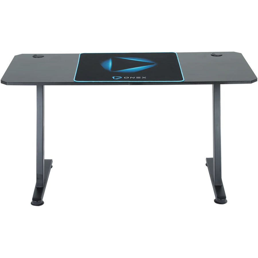 ONEX GD1400Z Ver.2 Z Shaped Gaming Desk - 1400x600x750mm - Carbon Fibre Melamine Finish Desktop - Half-Coverage Anti-Slip Desk Mat