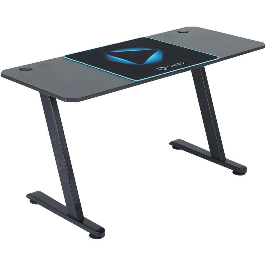 ONEX GD1400Z Ver.2 Z Shaped Gaming Desk - 1400x600x750mm - Carbon Fibre Melamine Finish Desktop - Half-Coverage Anti-Slip Desk Mat